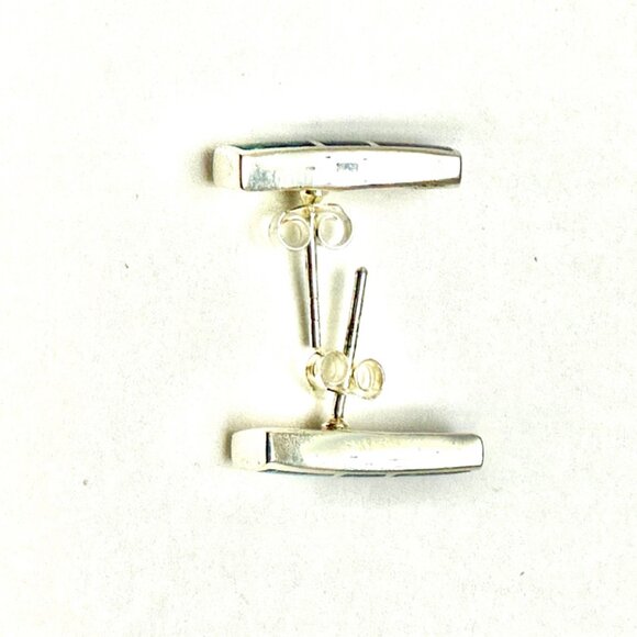 Simulated inlaid Opal in Sterling Silver 925 Earrings Pushback - Picture 4 of 4